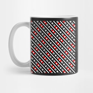 Black, White, Grey and Red Pattern Mug